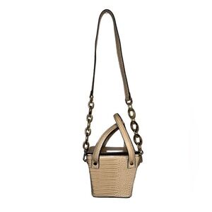 Top Shop Handbag Croc Embossed Take Out Box Bag Removable Chain Tortoise Link